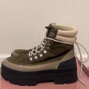 MANGO Olive Green Hiking Boots